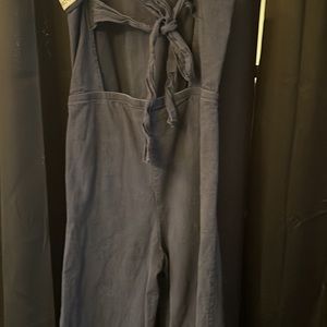 Open back cropped denim jumper